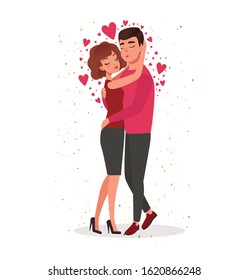 hermosa pareja de novios besándose. pareja besando romántica pareja de fondo de corazón valentina. el día de San Valentín me encanta besar el romance, el personaje vectorial. mujeres y hombres. hombre y mujer.