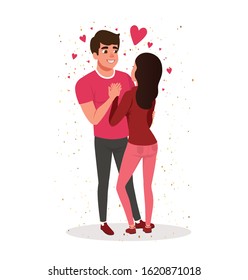 lovely couple girlfriend & boyfriend kissing. couple kissing romantic couple heart background valentine. valentine's day I love you kissing romance, vector character. female & male. man & woman.