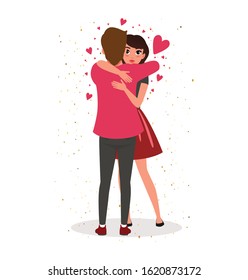 lovely couple girlfriend & boyfriend kissing. couple kissing romantic couple heart background valentine. valentine's day I love you kissing romance, vector character. female & male. man & woman.