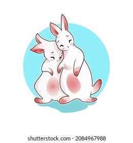 lovely couple rabbit vector illustration design