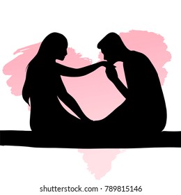 Lovely couple silhouette for Valentine's day greeting card/ banner/ poster/ printing/ webdesign. 