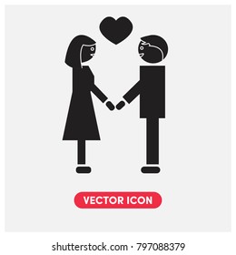 Lovely Couple Vector Icon Illustration