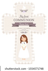 Lovely cross invitation for First Communion