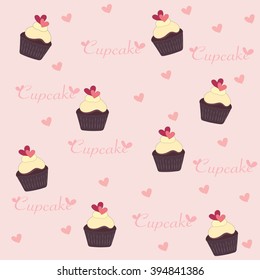 Lovely cupcake dessert seamless background vector design illustration