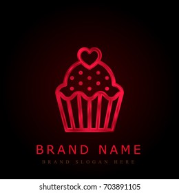 Lovely Cupcake red chromium metallic logo