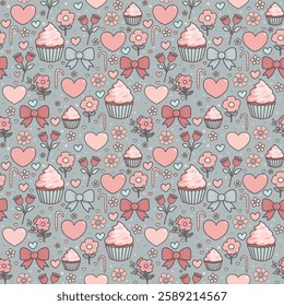 Lovely Cupcake Seamless Pattern