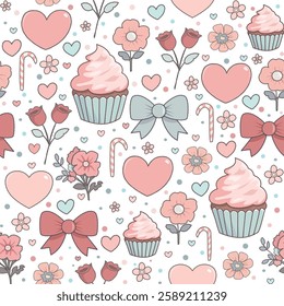 Lovely Cupcake Seamless Pattern