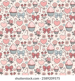 Lovely Cupcake Seamless Pattern