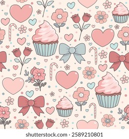 Lovely Cupcake Seamless Pattern