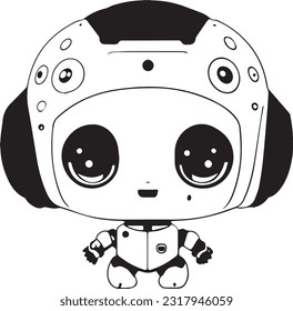 lovely, cute artificial intelligence robot on transparent background, Separate change color layer, kawaii robot, artificial intelligence robot concept, t-shirt design. 