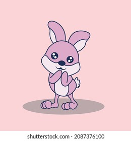 lovely and cute baby rabbit happy bunny mascot and minimalist logo design