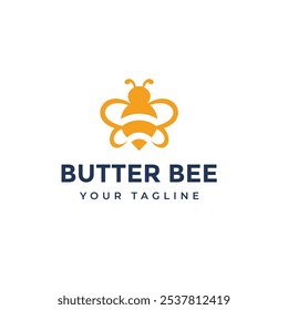 lovely cute bee logo design