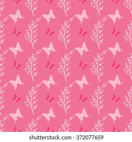 Lovely cute butterfly seamless vector pattern