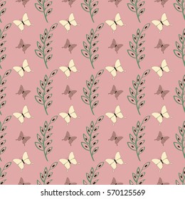 Lovely cute butterfly seamless vector pattern background