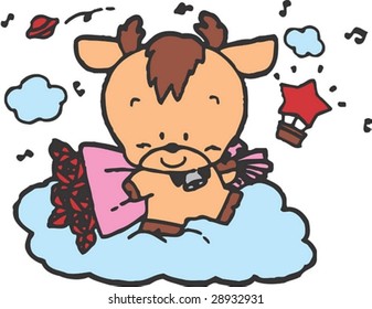 Lovely and Cute Calf Character on white background : vector illustration
