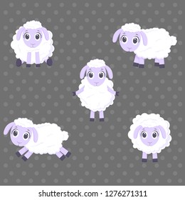 Lovely cute cartoon sheeps