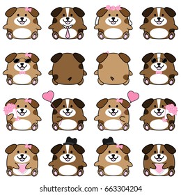 Lovely cute couple cartoon dog collection set with variety character isolate vector icon