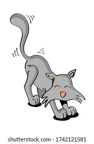 Lieblich süße graue Katze schnurrt. Isolated cartoon Stil Vektorgrafik.