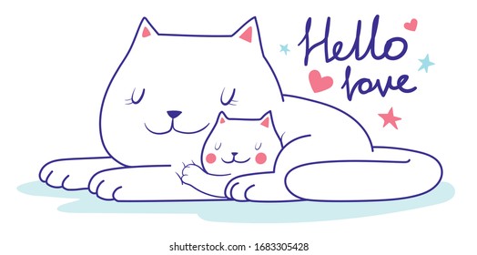 Lovely and cute isolated vector cats illustration