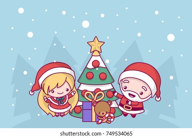 Immagini Natalizie Kawaii.Kawaii Christmas Immagini Foto Stock E Grafica Vettoriale Shutterstock