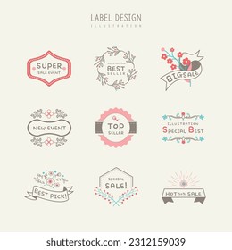 encantadores y bonitos elementos de diseño de etiquetas.
