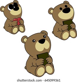 lovely cute little baby bear cartoon set in vector format very easy to edit 