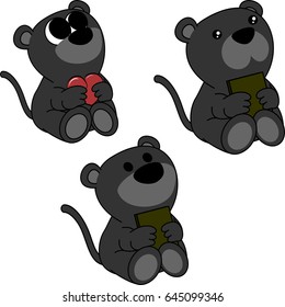 lovely cute little baby panther cartoon set in vector format very easy to edit 