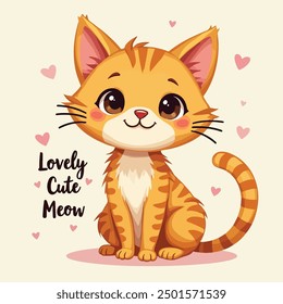 Maullido lindo encantador, ilustración linda del gato para la camiseta, libros del niño y de los niños, gatos lindos del Arte vectorial