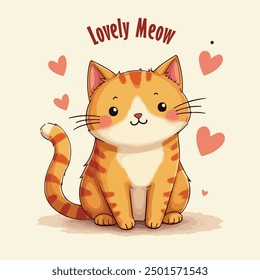 Maullido lindo encantador, ilustración linda del gato para la camiseta, libros del niño y de los niños, gatos lindos del Arte vectorial