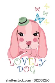 lovely cute pink dog butterflys
