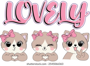 LOVELY CUTE SET CAT LOVERS GIRL