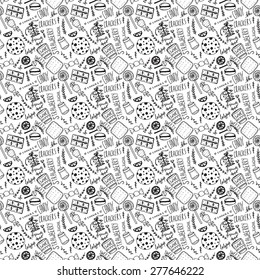 Lovely and cute sweets hand drawn seamless pattern. Sweets and treats. 