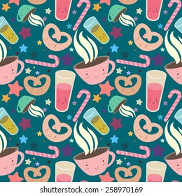 Lovely and cute sweets seamless pattern