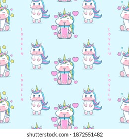 lovely Cute unicorn seamless pattern. vector illustration.