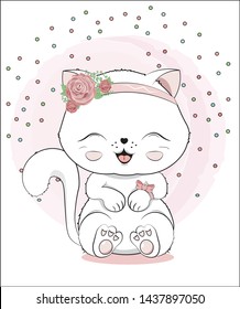 lovely cute white kitten little kitten Happy birthday greeting card