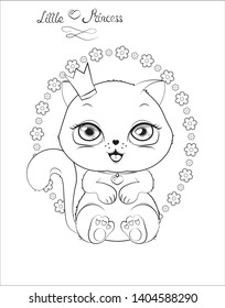 lovely cute white kitten, on a white background, a white cat, coloring