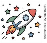 Lovely decorative artwork displaying delightful rocket space against a crisp white backdrop scene