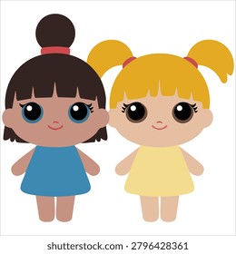 Lovely decorative artwork displaying doll set dolls toys girls set against a pure white backdrop