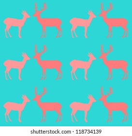 Lovely deer couple seamless pattern. Vector illustration