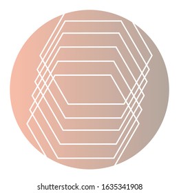 Lovely degrade design with symmetrical forms. Rosy vector design. Isolated round template.