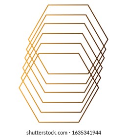 Lovely degrade design with symmetrical pentagon. Gold geometric vector design for invitations. Isolated luxury template.