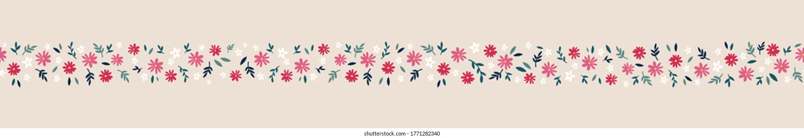 Lovely ditsy floral pattern, tiny hand drawn flowers, great as background, for textiles, banners, wallpapers, wrapping - vector design