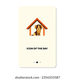 Lovely dog vector icon. Little lop eared puppy sitting in booth isolated vector sign. Pets and animals concept. Vector illustration symbol elements for web design and apps