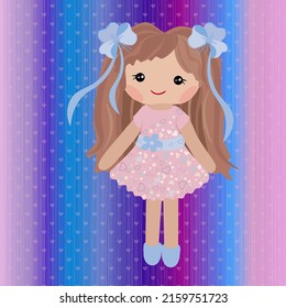 Lovely doll with bows. Vector illustration