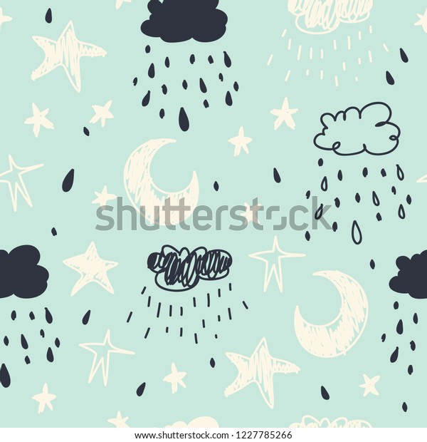 Lovely Doodle Pattern Kids Vector Illustration: vector de stock (libre ...