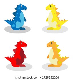 Lovely dragons. Yellow, orange, red, blue. On a white background. Vector illustration. Happiness. Children. Celebration. Set.