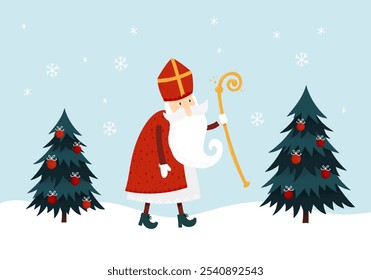 Lovely drawn traditional Nikolaus character - great for invitations, banners, wallpapers, cards - vector design