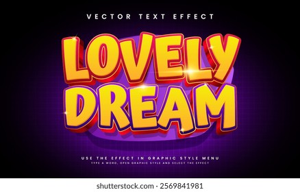 Lovely Dream 3d Editable Vector Text Effect, With Glowing Pink Theme.