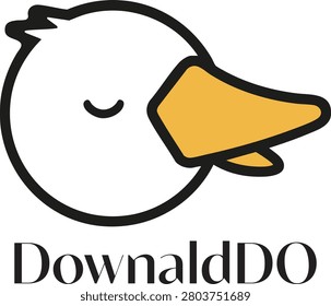 Lovely duck face sleeping duck, enjoying duck, Donald duck, vector icon and logo