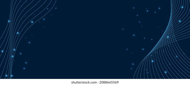Lovely dynamic and abstract lines background with galaxy stars lights, concept with modern design and vector . Technology background, subtle color. Simple design for print, wall art and event